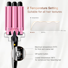 Muat gambar ke penampil Galeri, BESTOPE Hair Curling Iron with 3 Barrels (25mm) Wand Set Pink