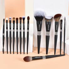 Muat gambar ke penampil Galeri, HelloBeauty 14 Pcs Luxury Diamond Essential Makeup Brush Set Black