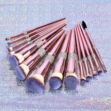 Muat gambar ke penampil Galeri, HelloBeauty 14 Pcs Luxury Diamond Essential Makeup Brush Set Box