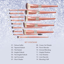 Muat gambar ke penampil Galeri, Hello Beauty 14 Pcs Luxury Diamond Essential Makeup Brush Set Grade A