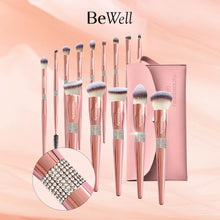 Muat gambar ke penampil Galeri, HelloBeauty 14 Pcs Luxury Diamond Essential Makeup Brush Set + Pouch