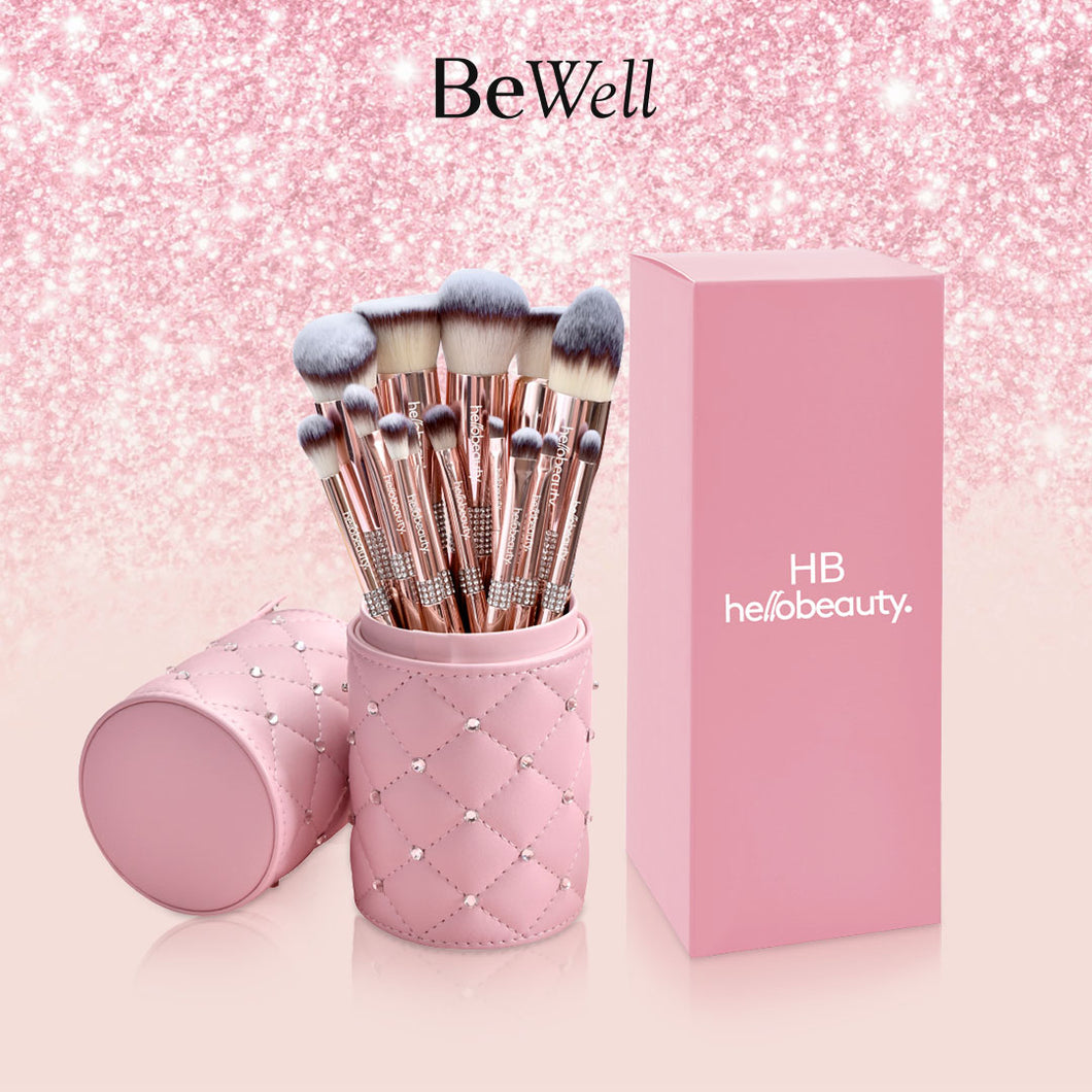 HelloBeauty 14 Pcs Luxury Diamond Essential Makeup Brush Set Limited